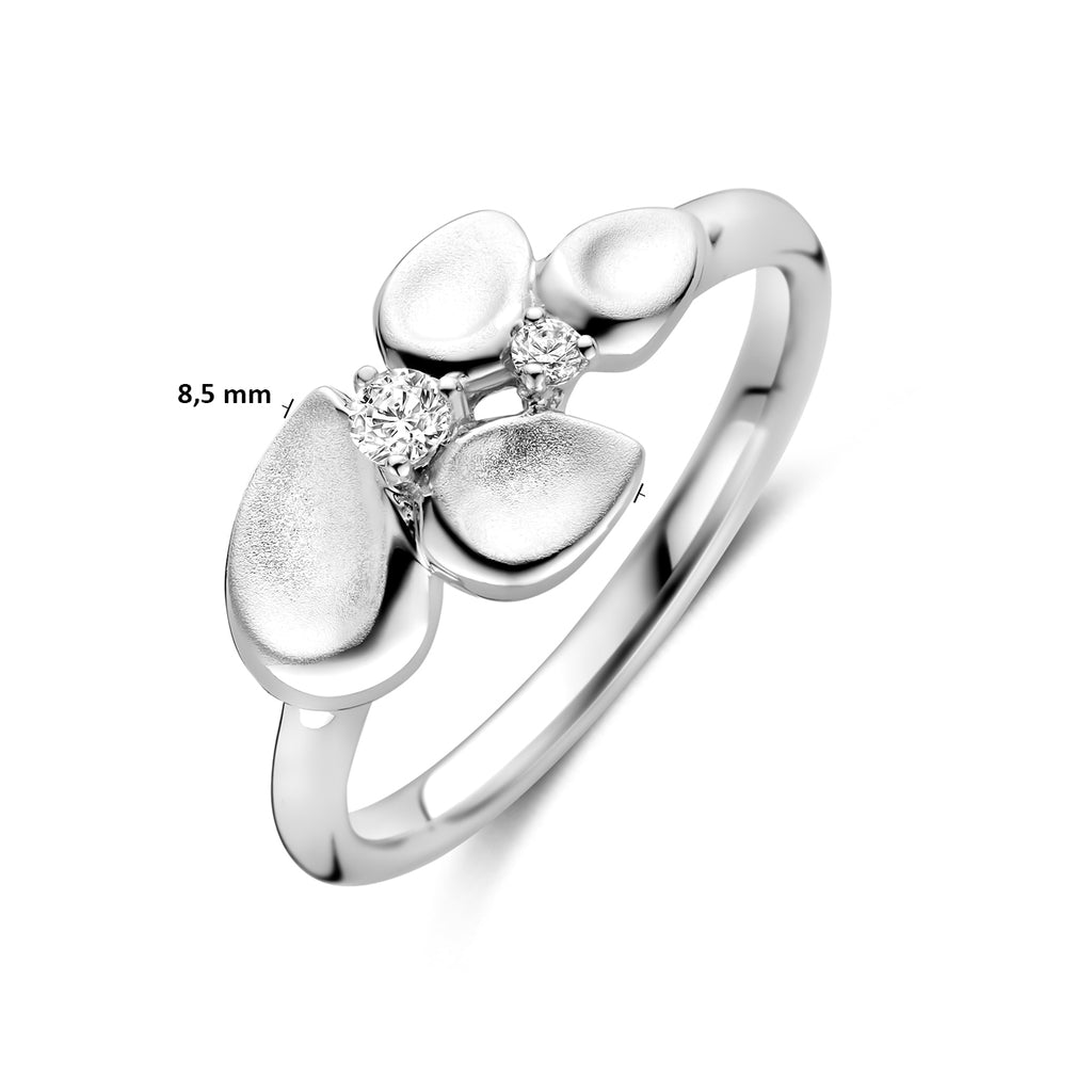 ring zirkonia poli/mat zilver gerhodineerd