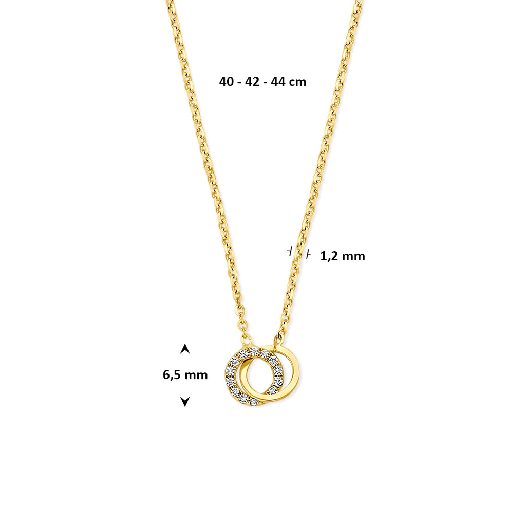collier zirkonia 40 - 42 - 44 cm 14K geelgoud