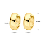 klapoorringen 15 mm 1 micron zilver verguld (geel)