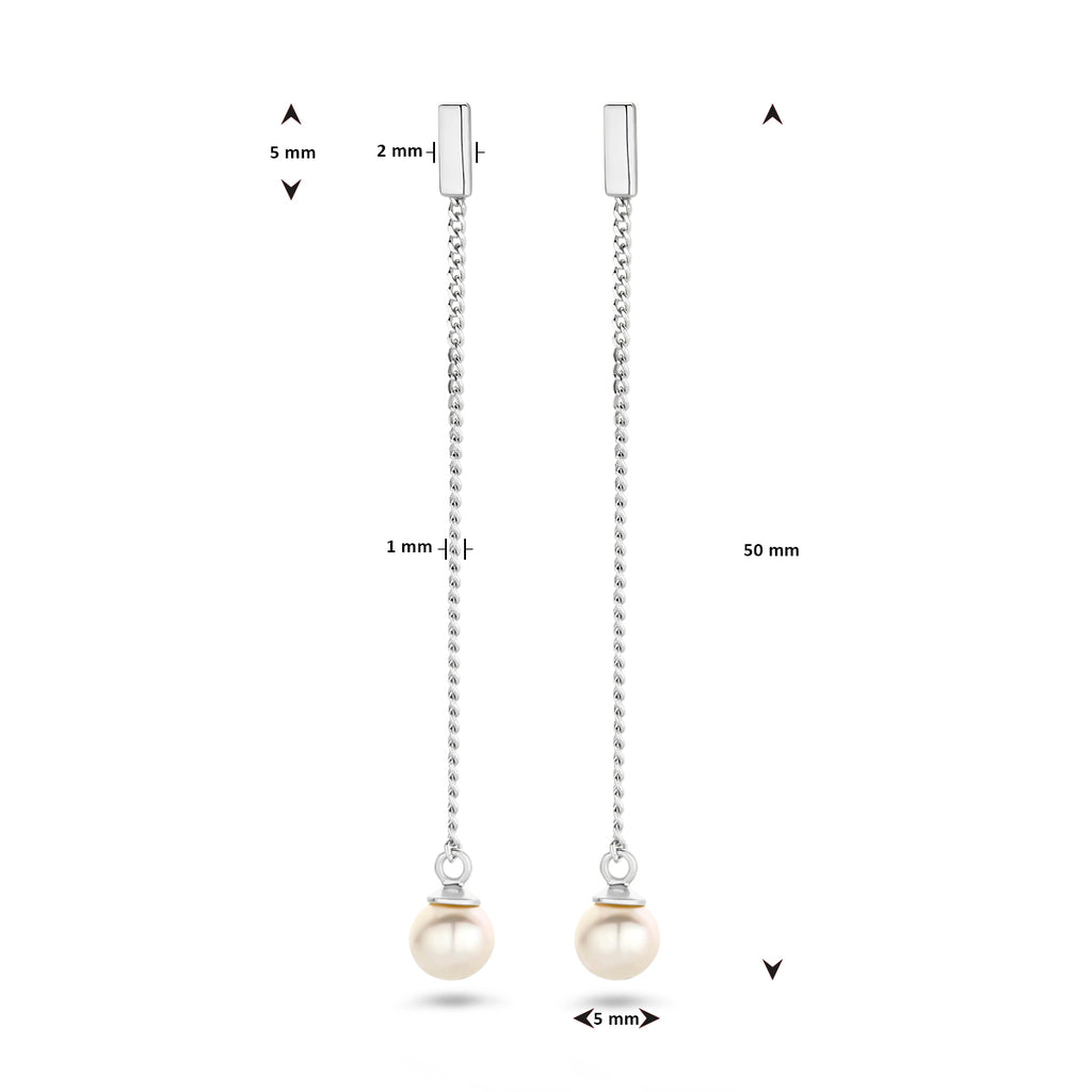 oorhangers parel zilver gerhodineerd