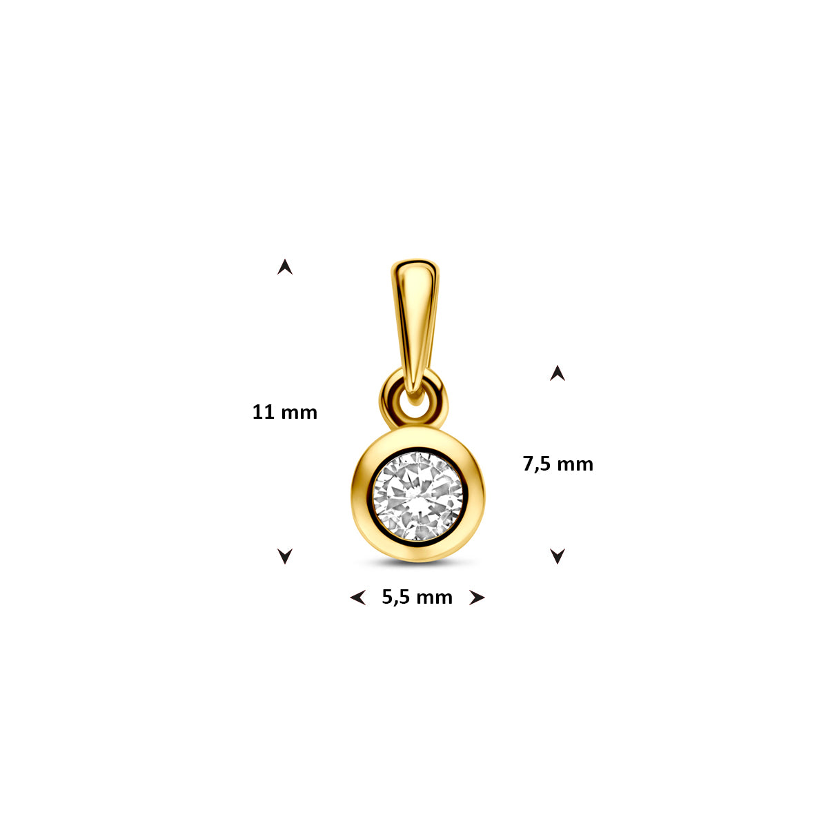 Anhänger Zirkonia 11 mm 14K Gelbgold