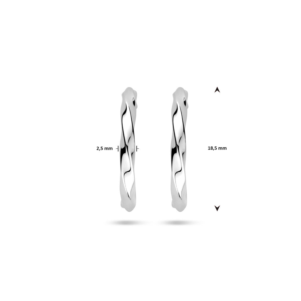 Steckerohrringe gedreht 18,5 mm rhodiniertes Silber