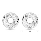 runde, gedrehte Ohrstecker 32 mm, Silber rhodiniert