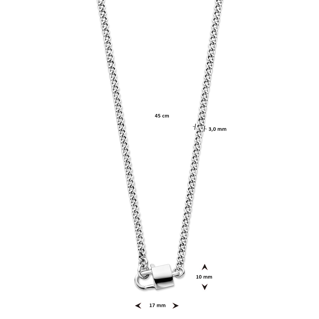 Kettenverschluss 3,0 mm 45 cm Silber rhodiniert