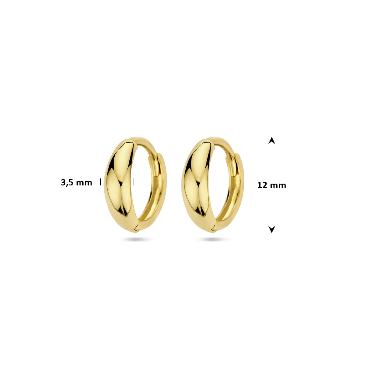 klapoorringen 12 mm 14K geelgoud