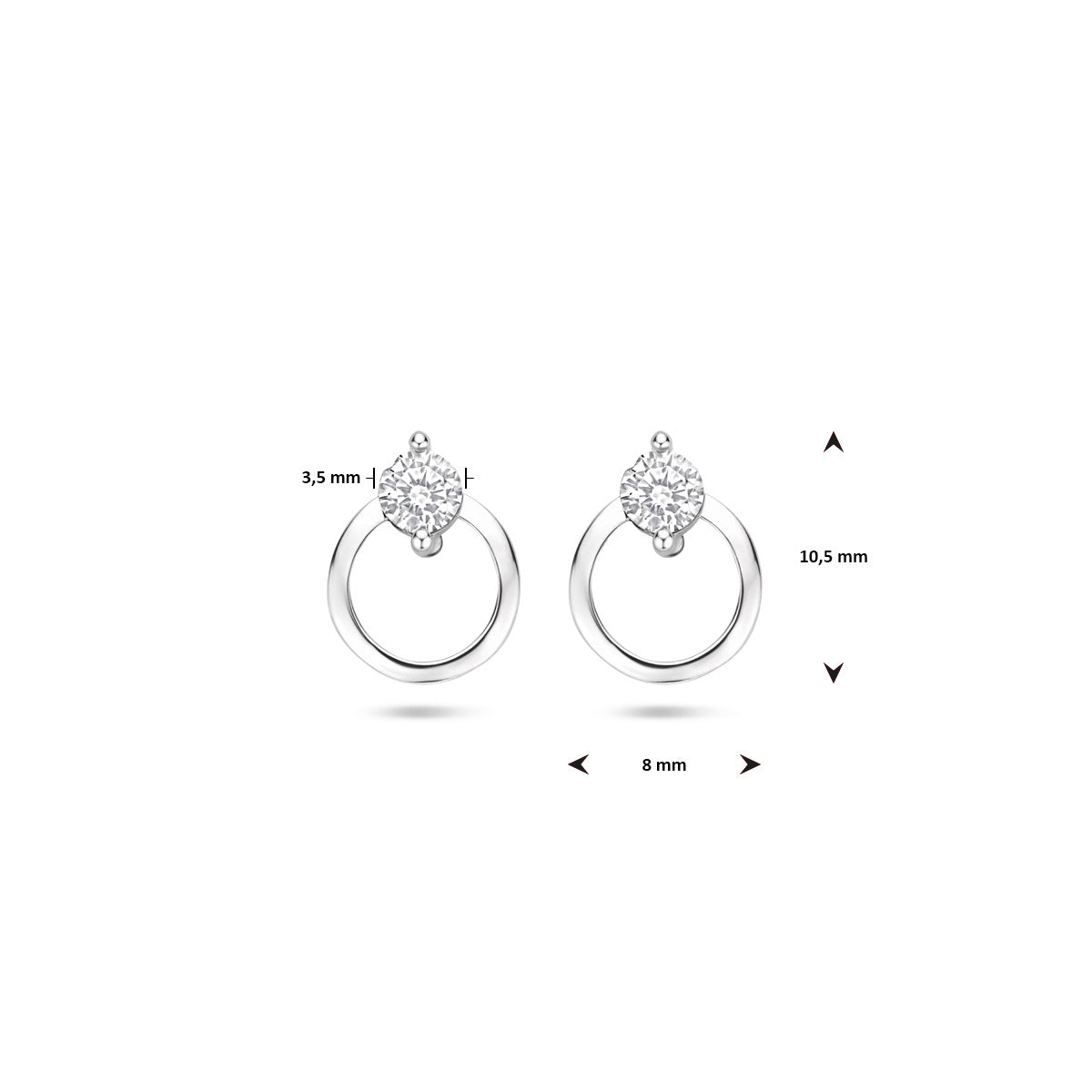 Ohrstecker Zirkonia 10,5 mm Silber rhodiniert