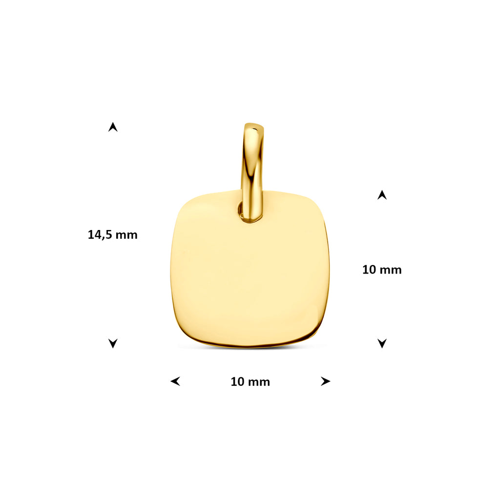 graveerhanger vierkant 10 mm 14K geelgoud - vierkant