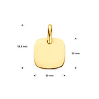 graveerhanger vierkant 10 mm 14K geelgoud - vierkant