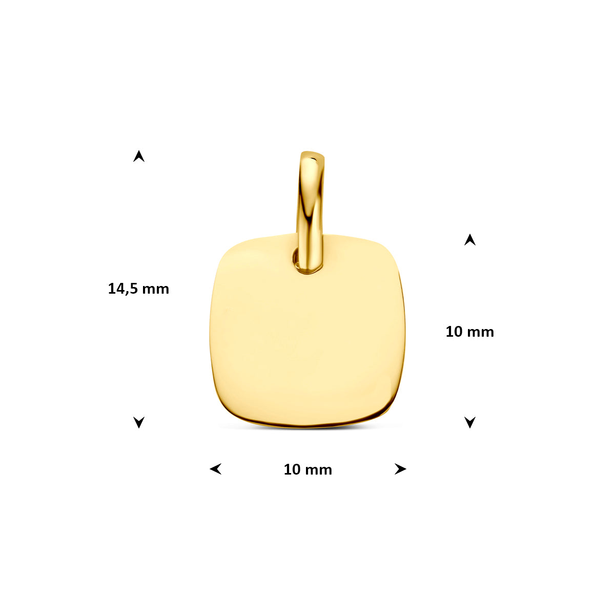graveerhanger vierkant 10 mm 14K geelgoud - vierkant