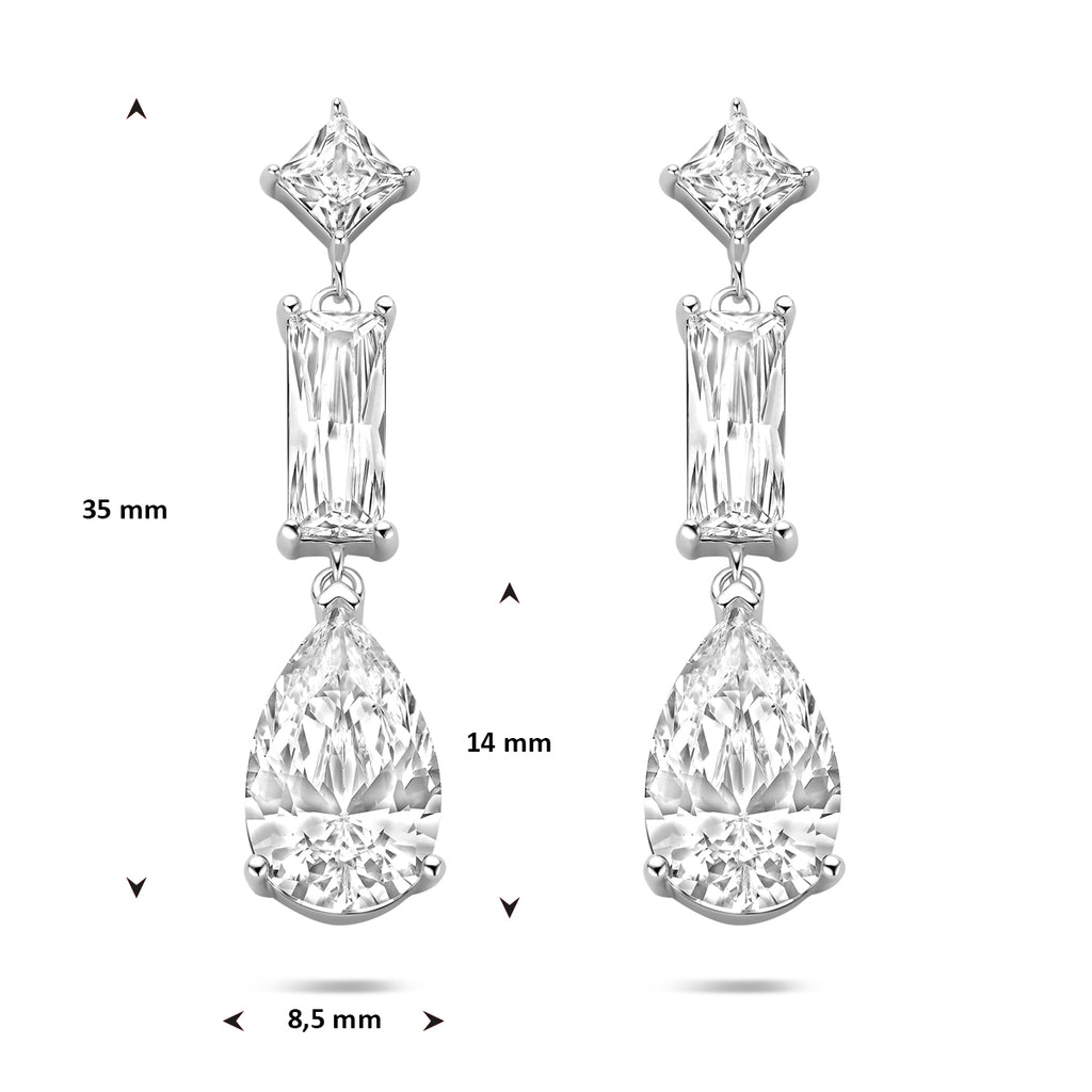 Ohrhänger Zirkonia 35 mm silber rhodiniert