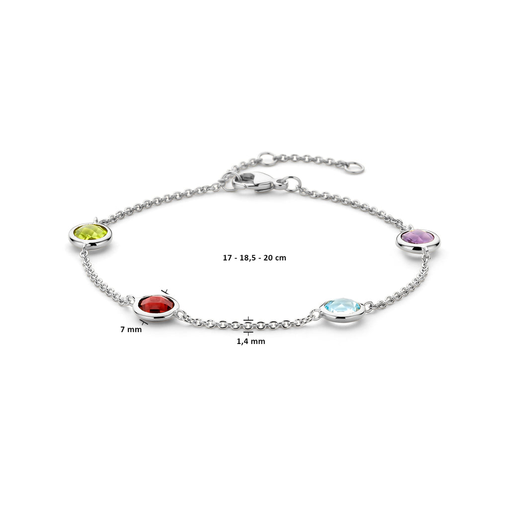 Armband Farbsteine ​​17 - 18,5 - 20 cm Silber rhodiniert