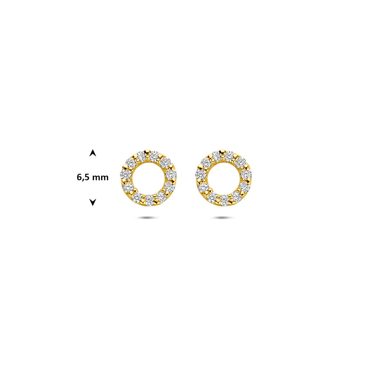 9k oorknoppen zirkonia 6,5 mm 9K geel