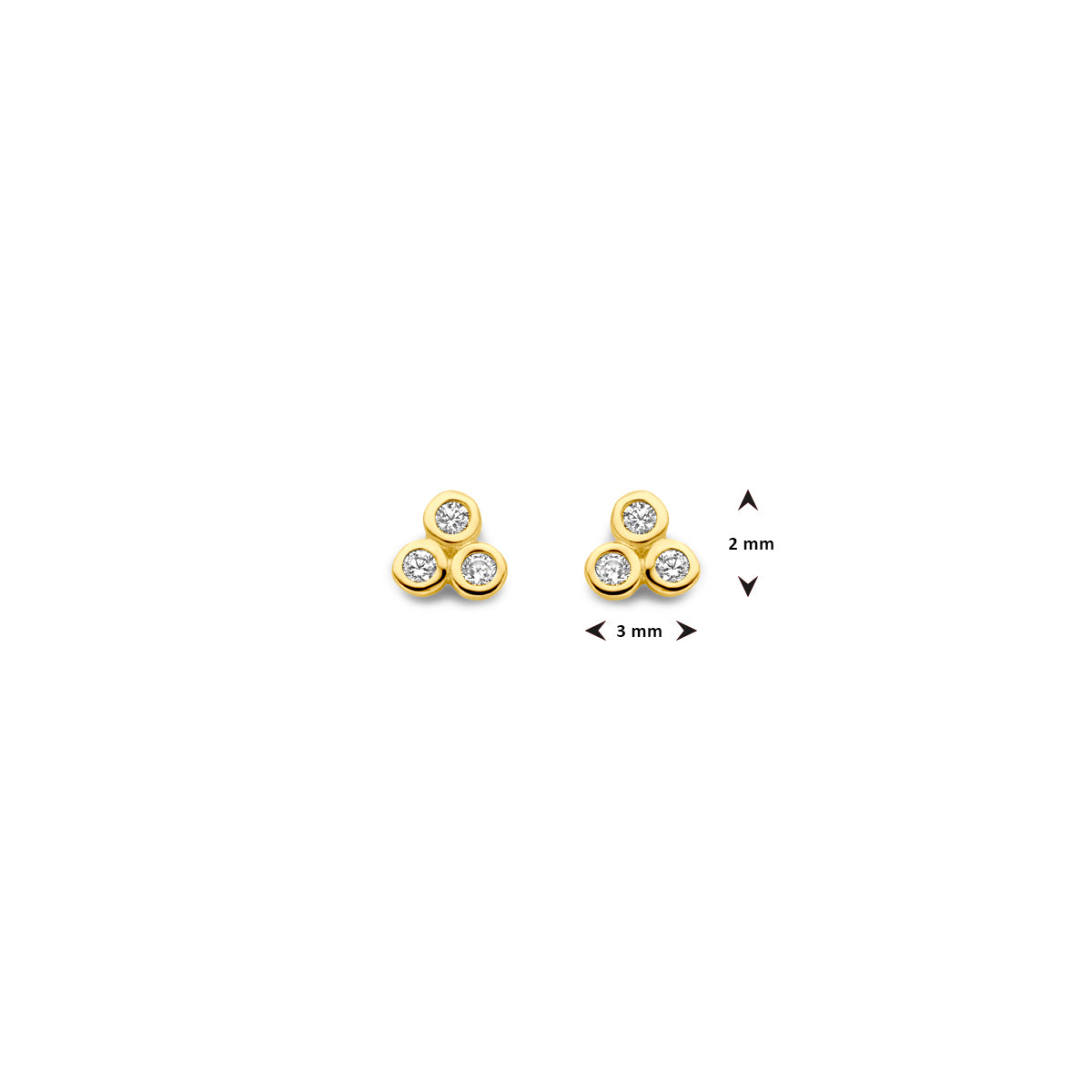 Ohrstecker Zirkonia 3 mm 14K Gelbgold