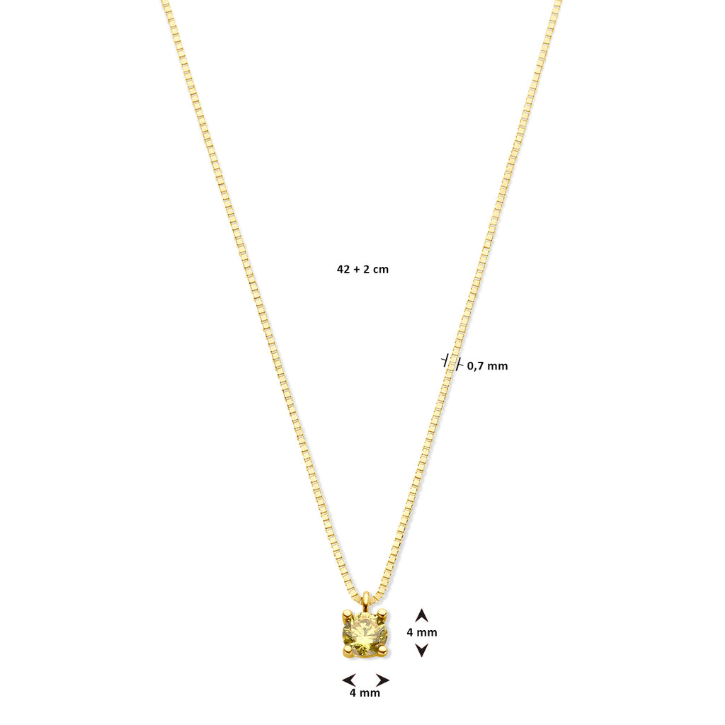 Halskette mit synth. Geburtsstein 42 + 2 cm 14K Gelbgold