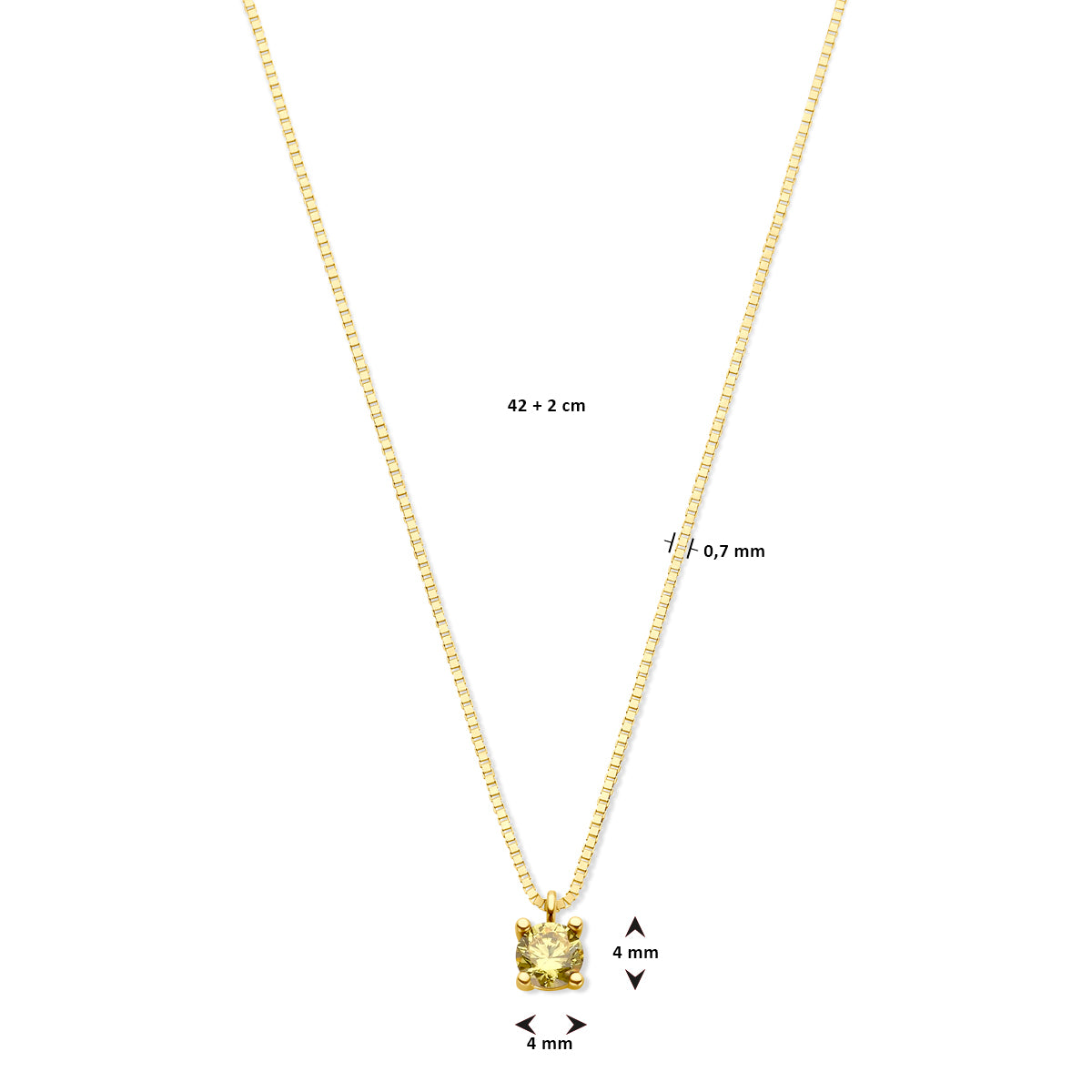 Halskette mit synth. Geburtsstein 42 + 2 cm 14K Gelbgold