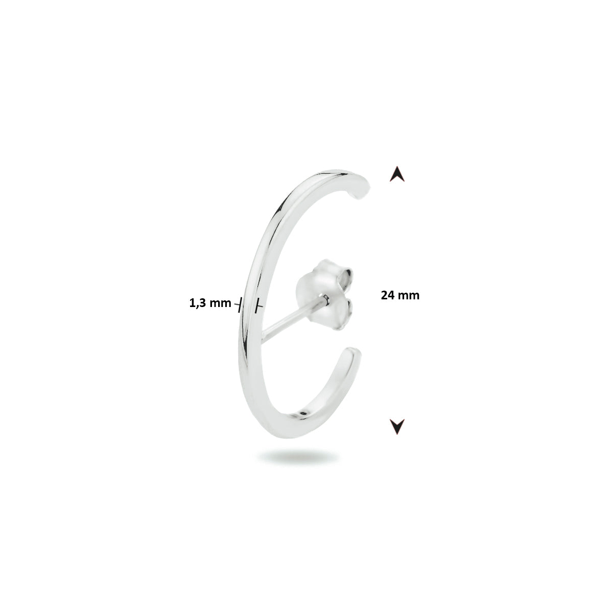 suspender oorbel 24 mm zilver gerhodineerd