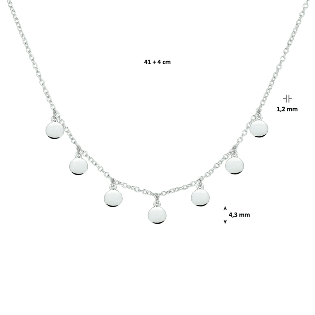 Halskette Kreise 41 + 4 cm Silber rhodiniert