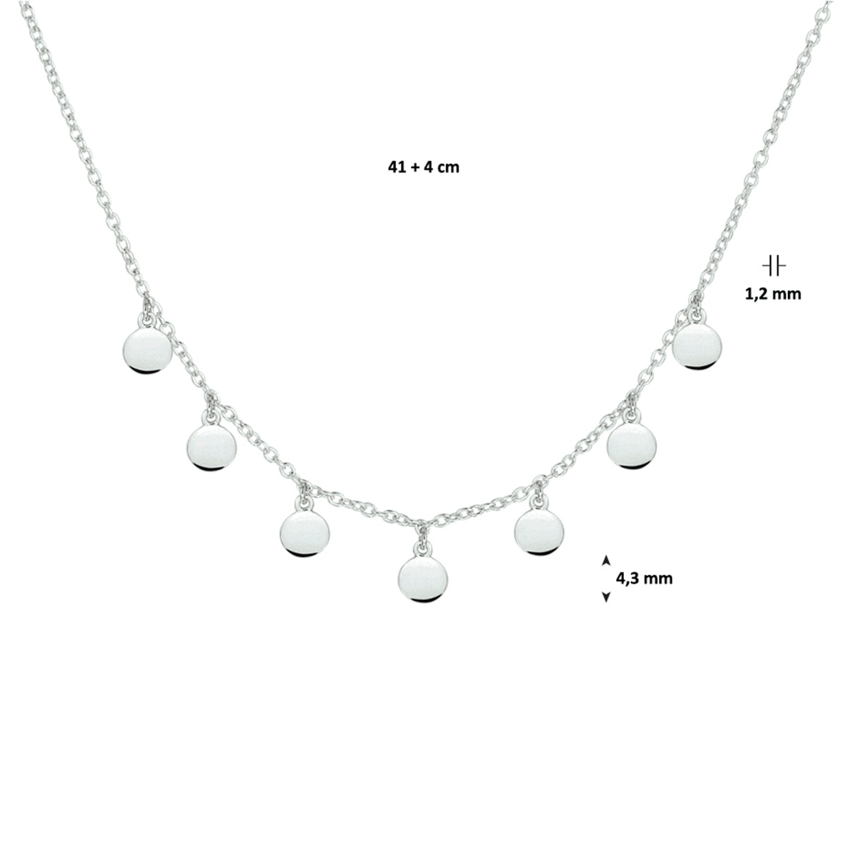 Halskette Kreise 41 + 4 cm Silber rhodiniert