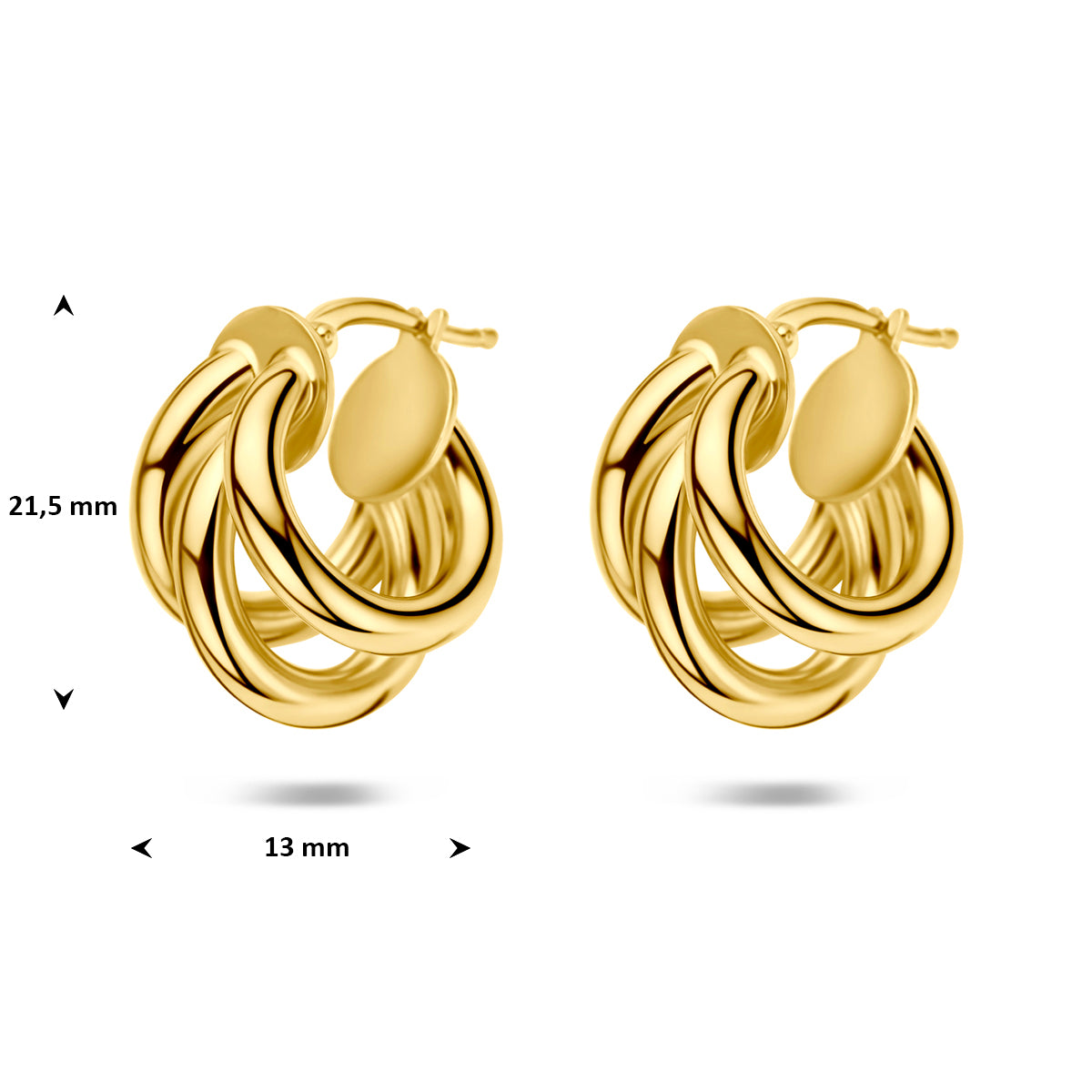 oorringen 21,5 mm 1 micron zilver verguld (geel)