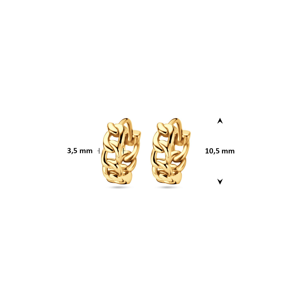 klapoorringen 1 micron 10,5 mm zilver verguld (geel)