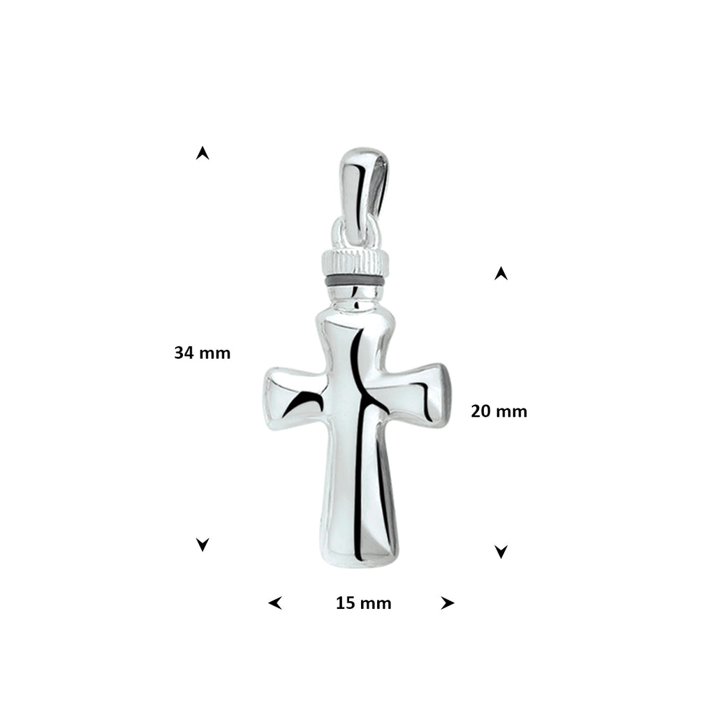 Urnenanhänger Kreuz 20 mm Silber rhodiniert
