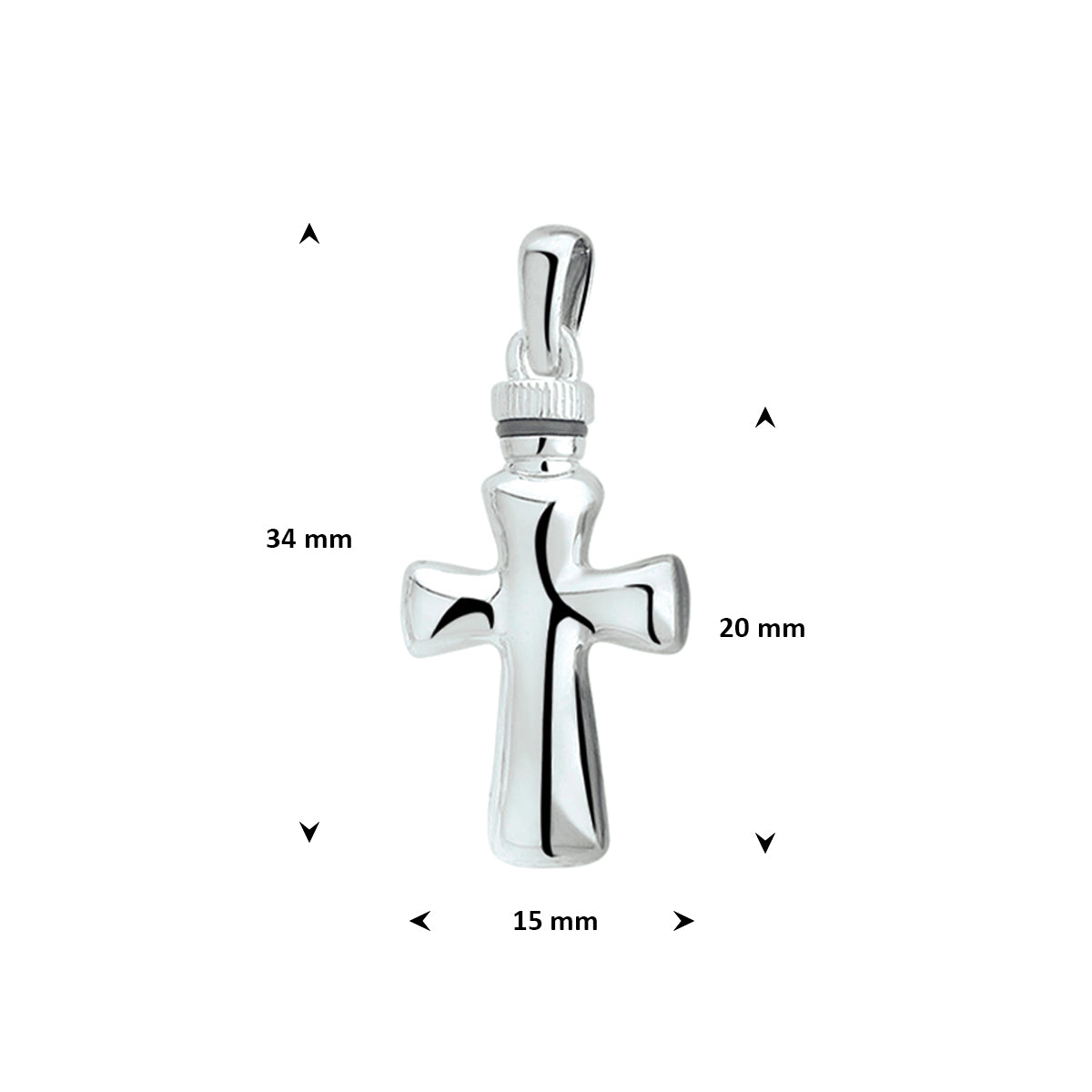 Urnenanhänger Kreuz 20 mm Silber rhodiniert