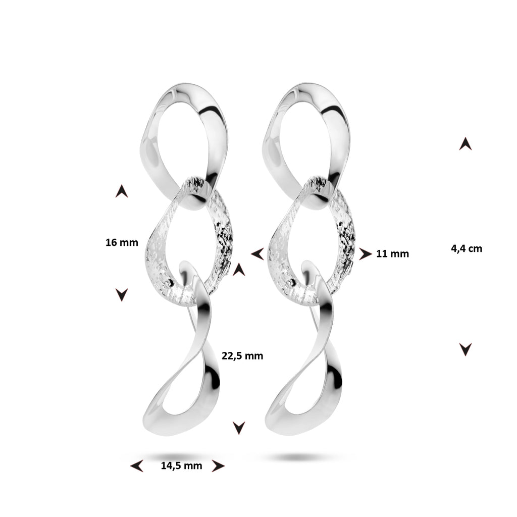 oorhangers ovaaltjes poli/mat zilver gerhodineerd