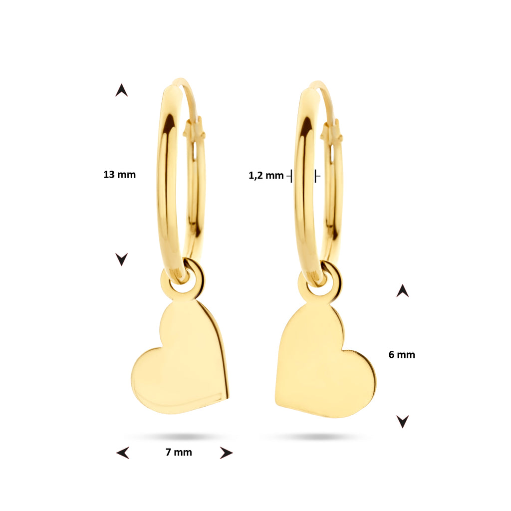 oorringen hart 14K geelgoud