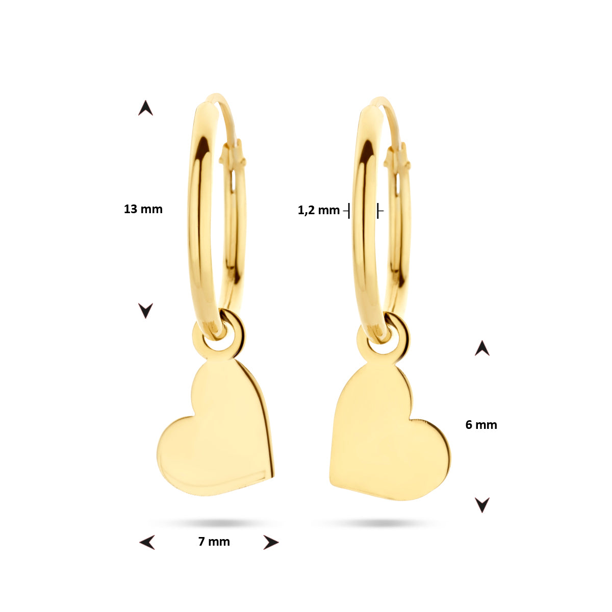 oorringen hart 14K geelgoud