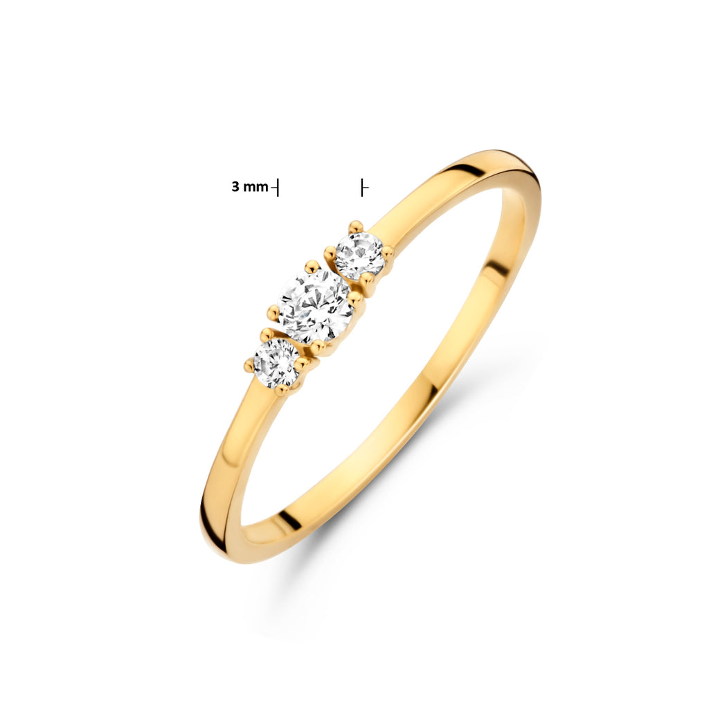 9 Karat Ring Trilogie Zirkonia 9K Gelb