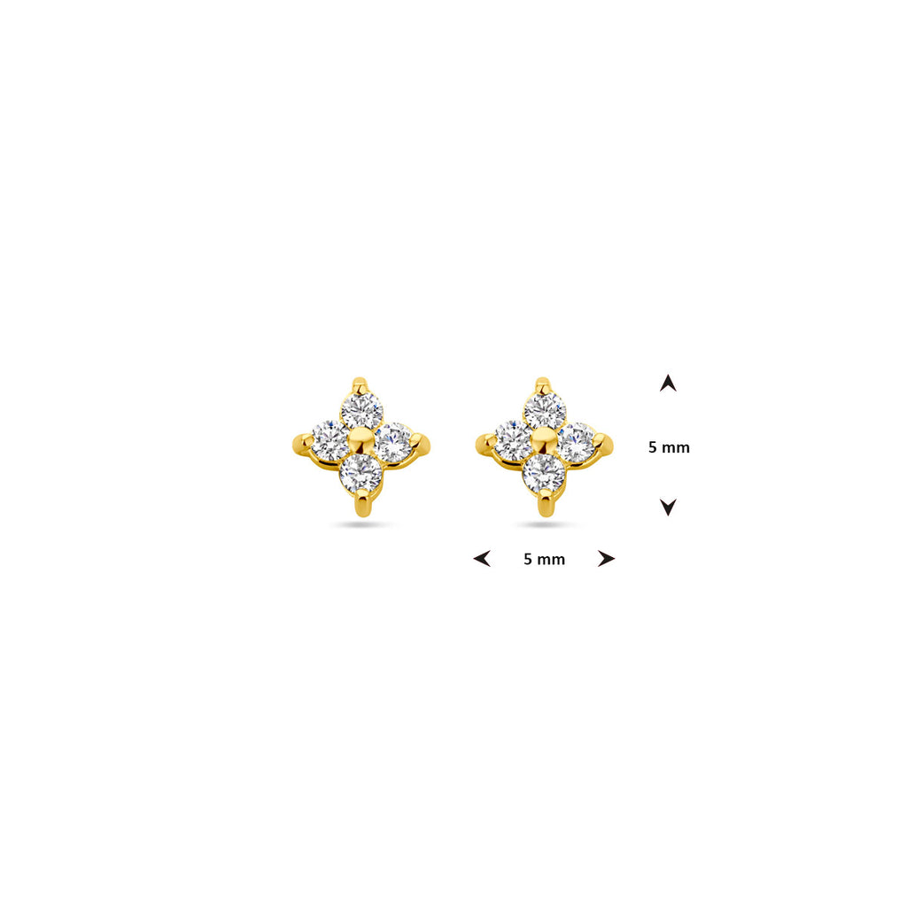 Ohrstecker Blume Zirkonia 1 Mikron Silber vergoldet (gelb)