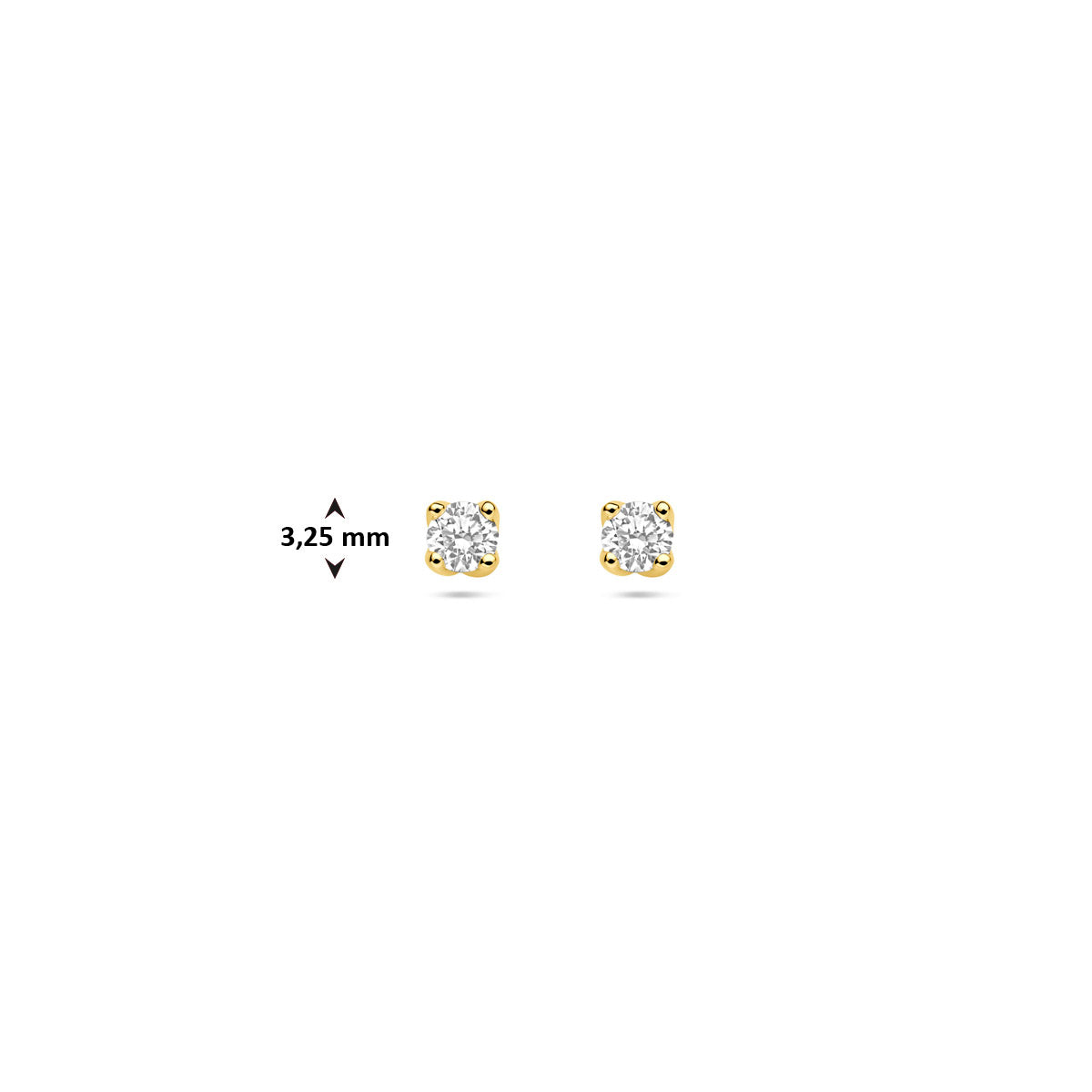 Ohrstecker Lab grown Diamant 0.20ct. (2x 0.10ct) H SI 3,25 mm 14K Gelbgold