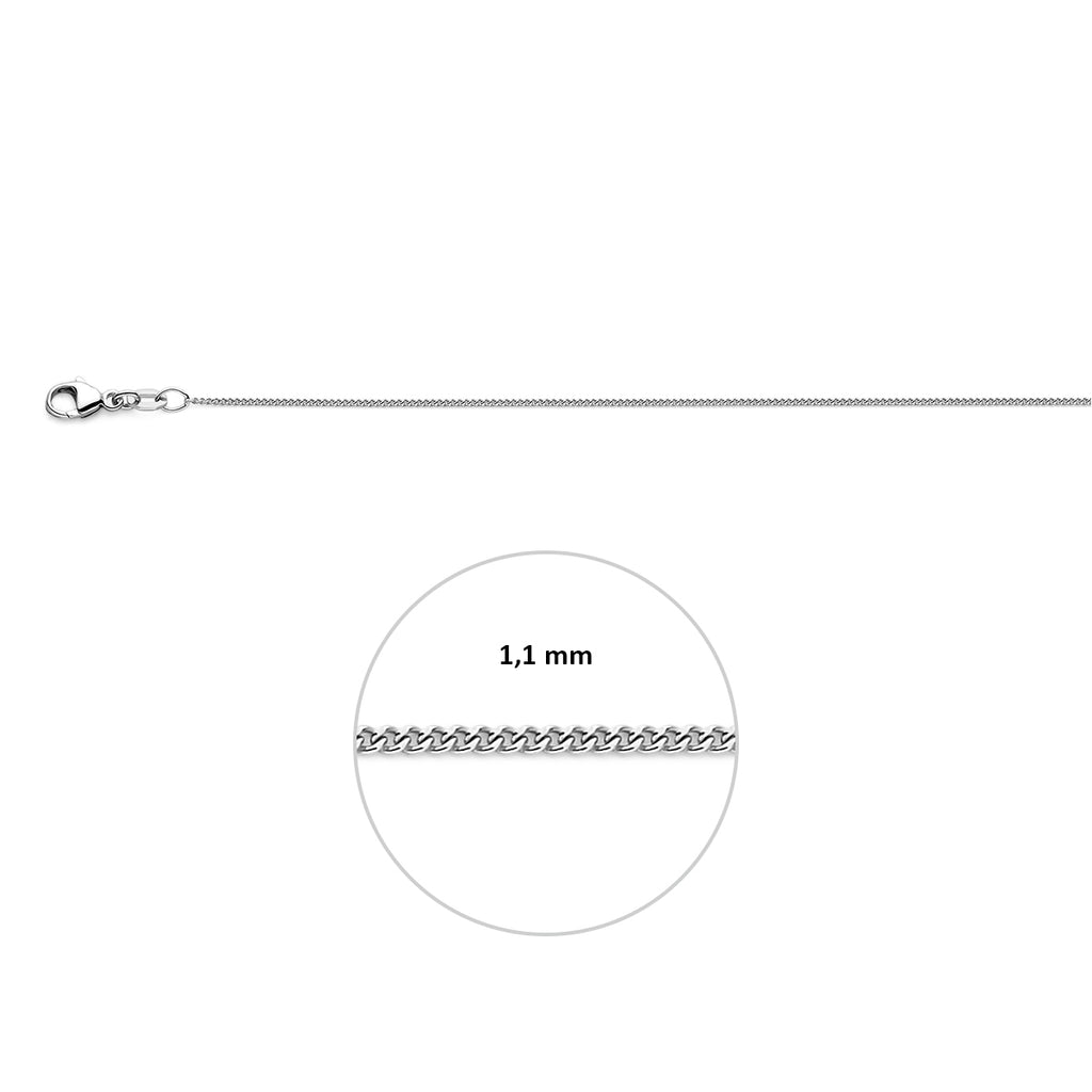 collier gourmette 1,1 mm 41 - 43 - 45 cm 18K witgoud