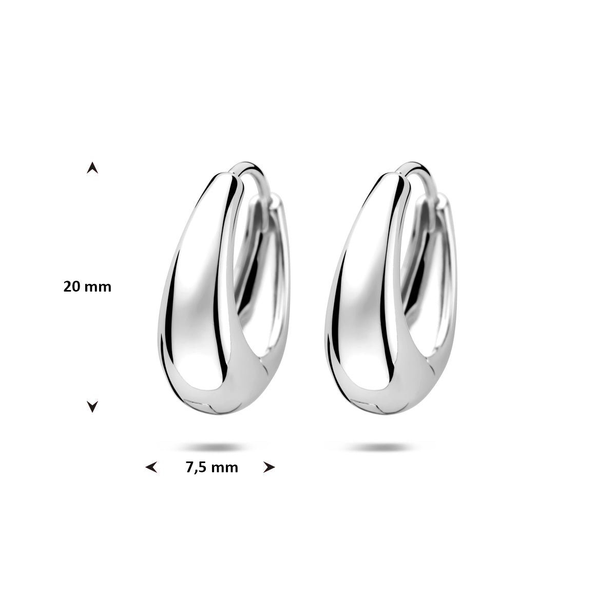 klapoorringen 20 mm zilver gerhodineerd