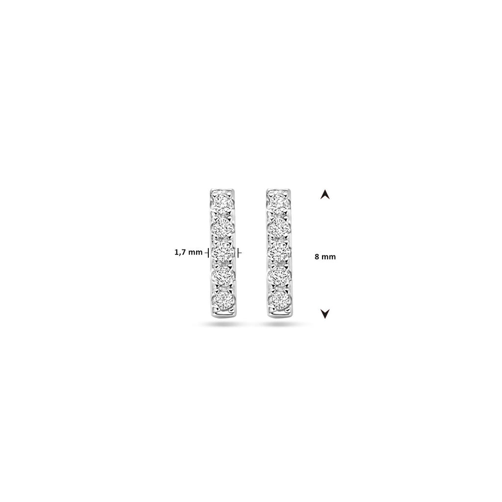 oorknoppen balkje zirkonia 8 mm zilver gerhodineerd