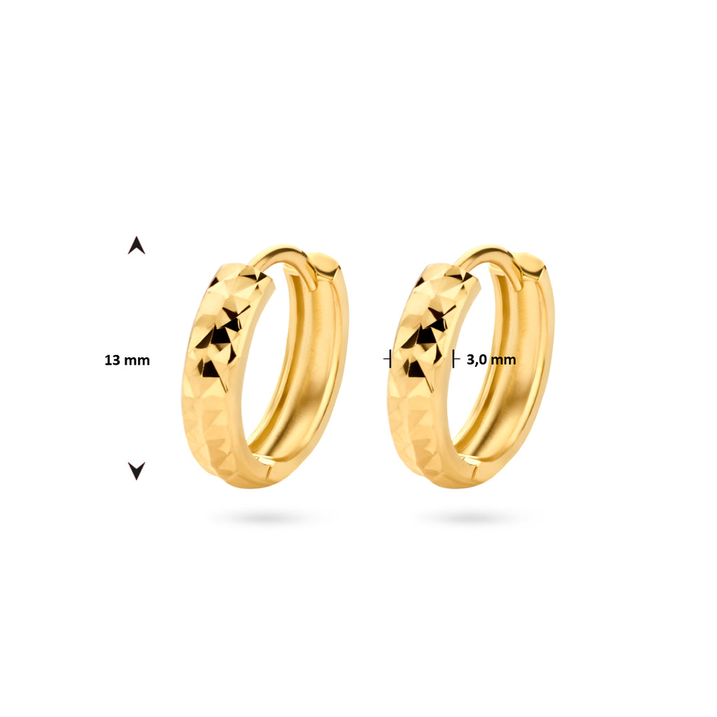 9k Klappcreolen diamantiert 13 mm 9K gelb