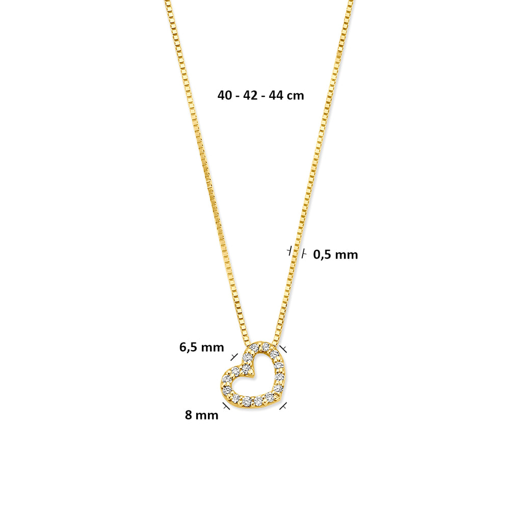 collier hartje lab grown diamant 0.08ct g vs 40 - 42 - 44 cm 14K geelgoud