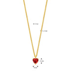 Halskette Herz roter Zirkonia 45 + 5 cm 3 Micron Silber vergoldet (gelb)