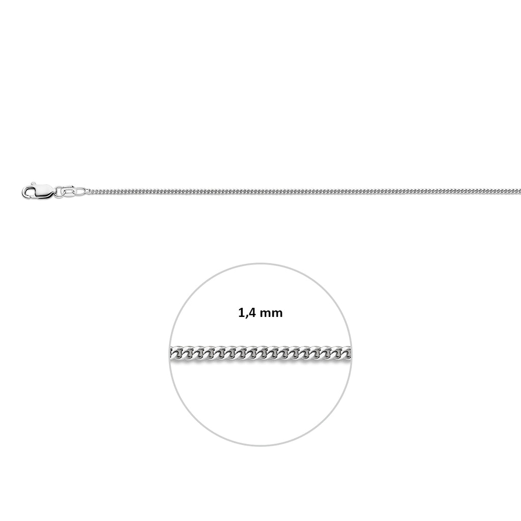 gourmette 1,4 mm zilver gerhodineerd