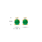 Smaragd- und Diamant-Ohrstecker 0,015 ct (2x 0,0075 ct) h p1 14 K Gelbgold
