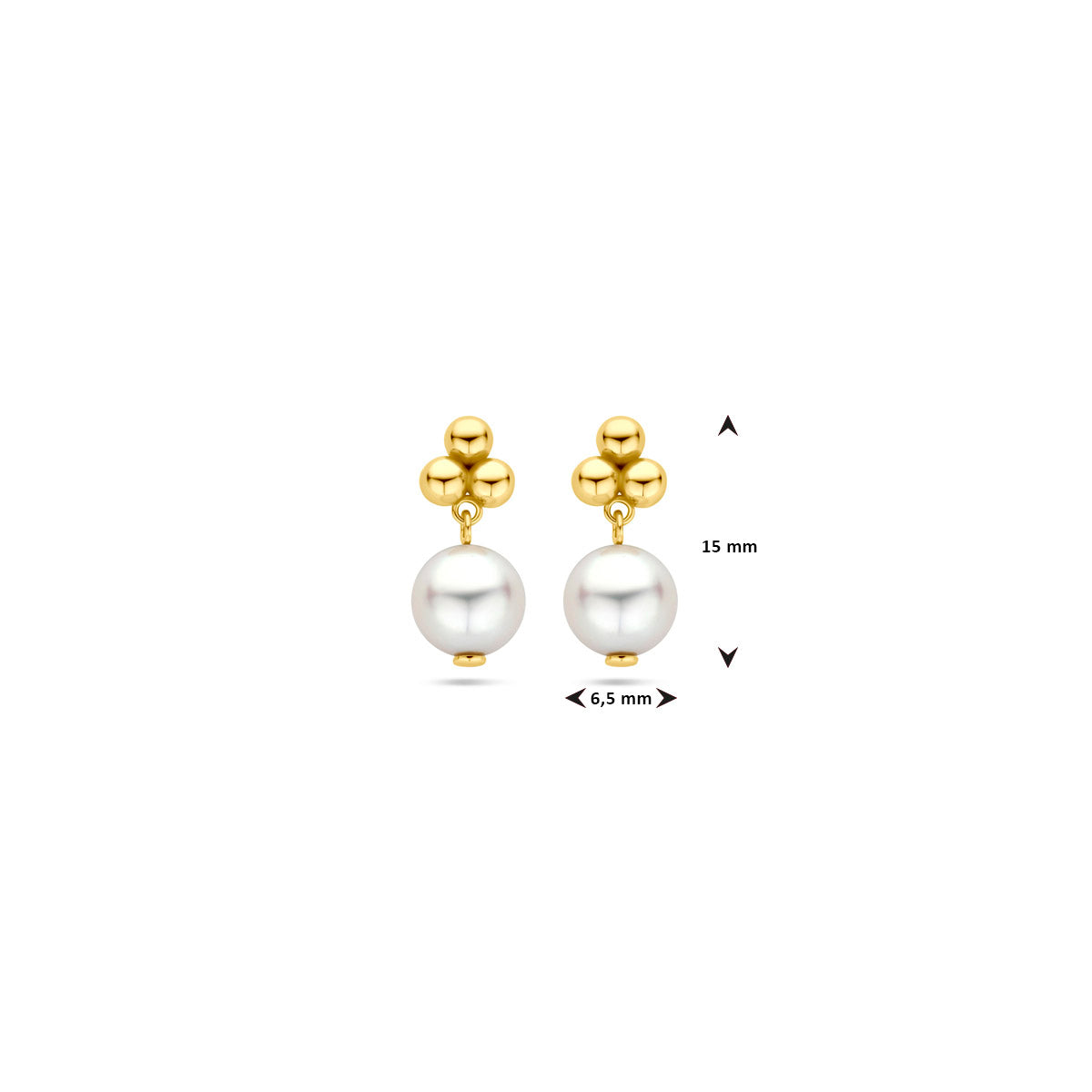 Ohrstecker Perle 15 mm 14K Gelbgold
