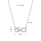 Halskette Zirkonia Infinity und Herz 41 - 43 - 45 cm rhodiniertes Silber