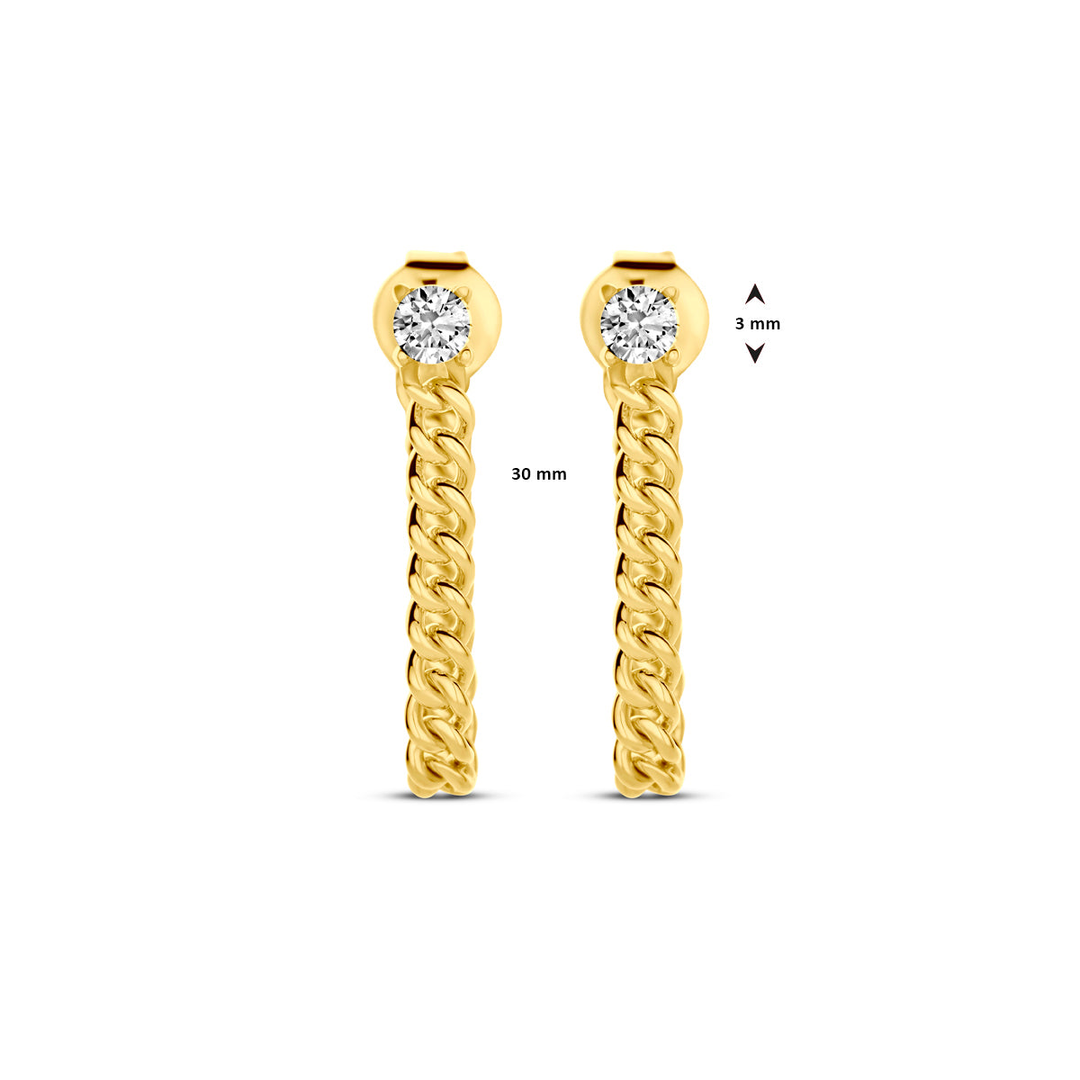 Ohrstecker Zirkonia 1 Micron Silber vergoldet (gelb)