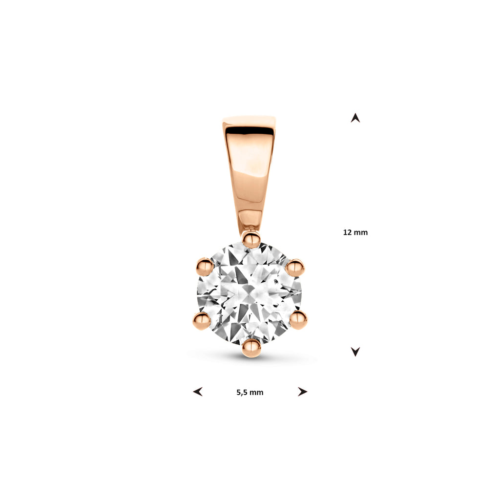 Anhänger Zirkonia 12 mm 14K Roségold