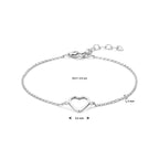 armband open hart 15,5 + 2,5 cm zilver gerhodineerd