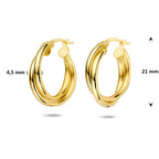 oorringen 21 mm 14K geelgoud