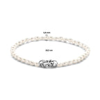 Armband Perle 3,8 mm 18,5 cm mit großem Federringverschluss rhodiniertem Silber