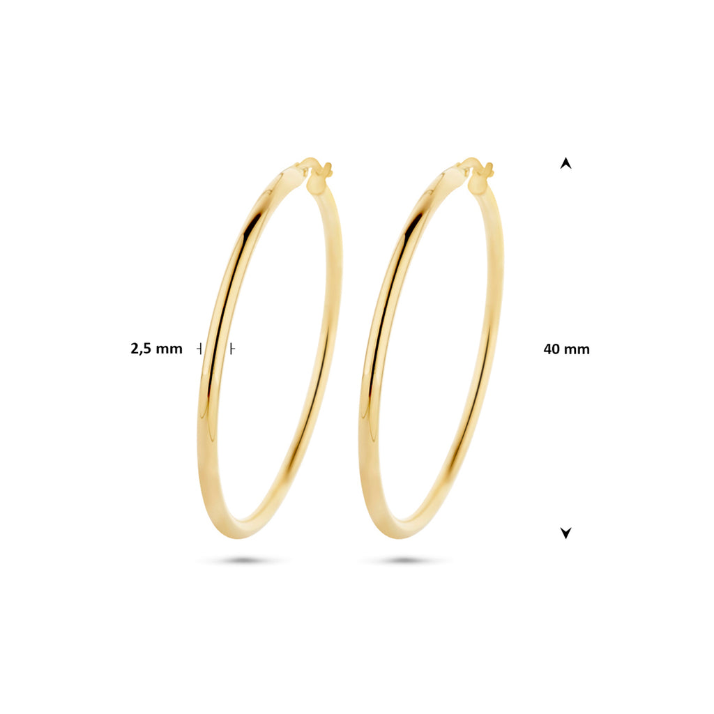 oorringen ronde buis 2.5 mm Silgold (geel met zilverkern)
