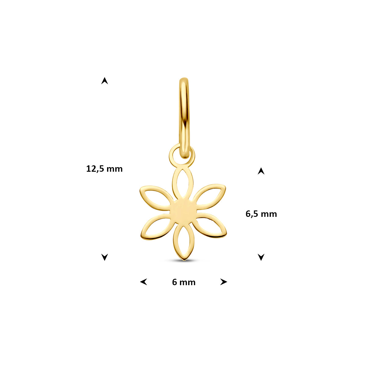 hanger bloem 6,5 mm 14K geelgoud