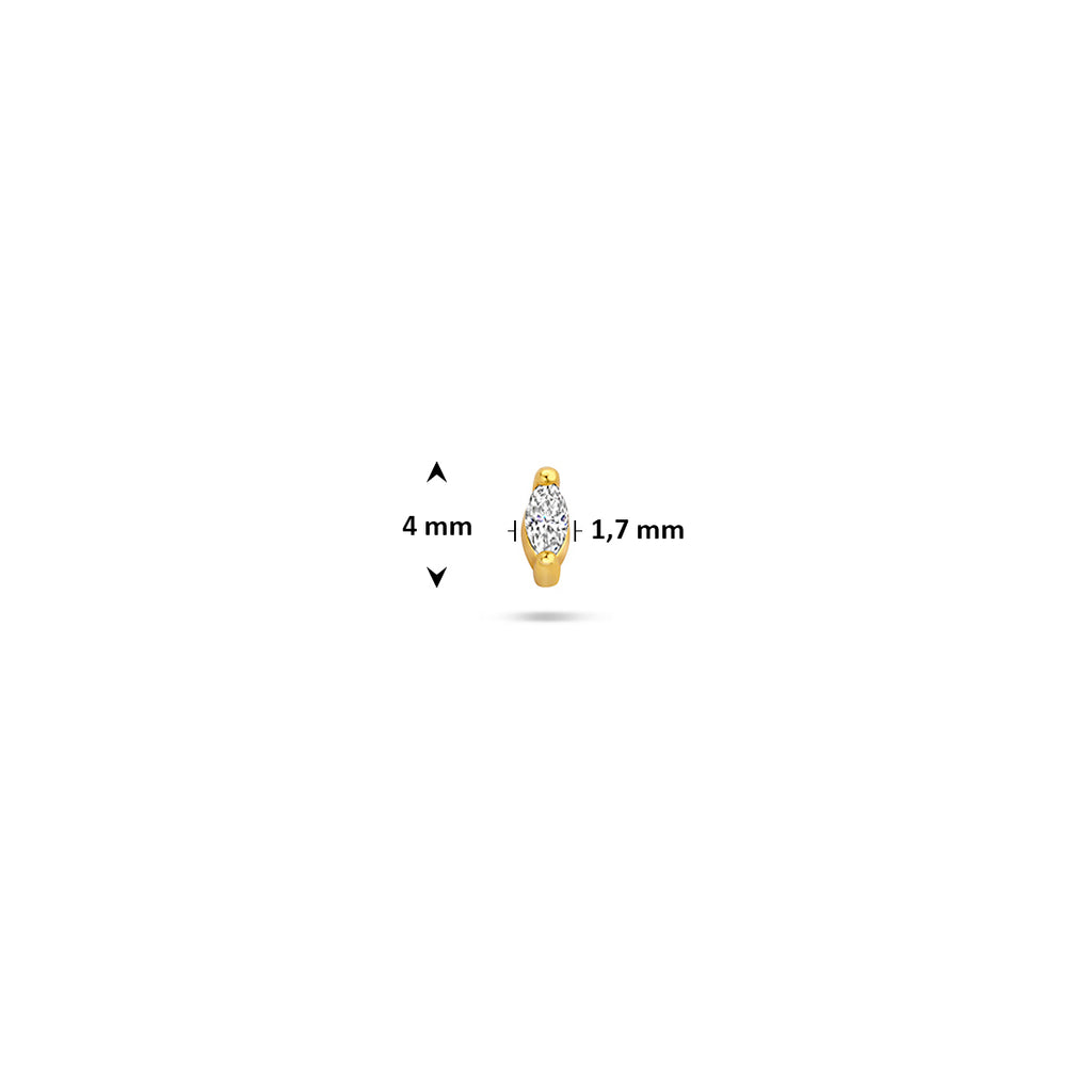 flat back piercing ovaal zirkonia 4 mm 1 micron zilver verguld (geel)